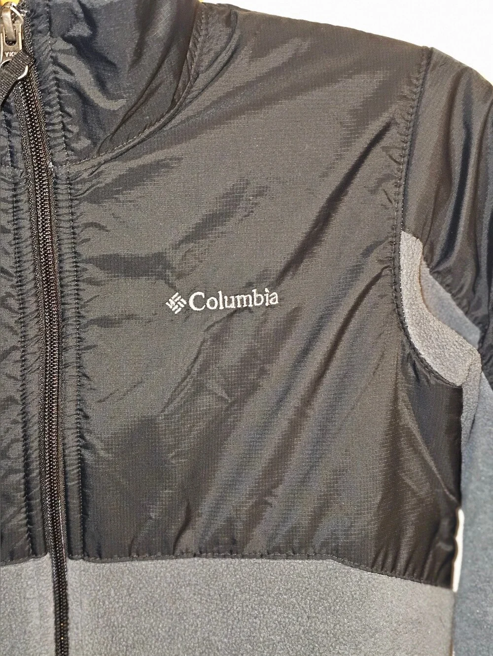 Columbia Jacket Youth Boys Gray Black Full Zip Colorblock Fleece Jacket M 10 12